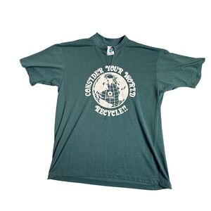 Vintage E Wear Consider Your World Recycle T-Shirt Mens Large Single Stitch